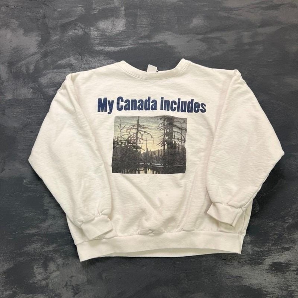 Vintage Art Gallery Of Ontario Sweatshirt Mens XL White 90s Lawren Harris Swamp